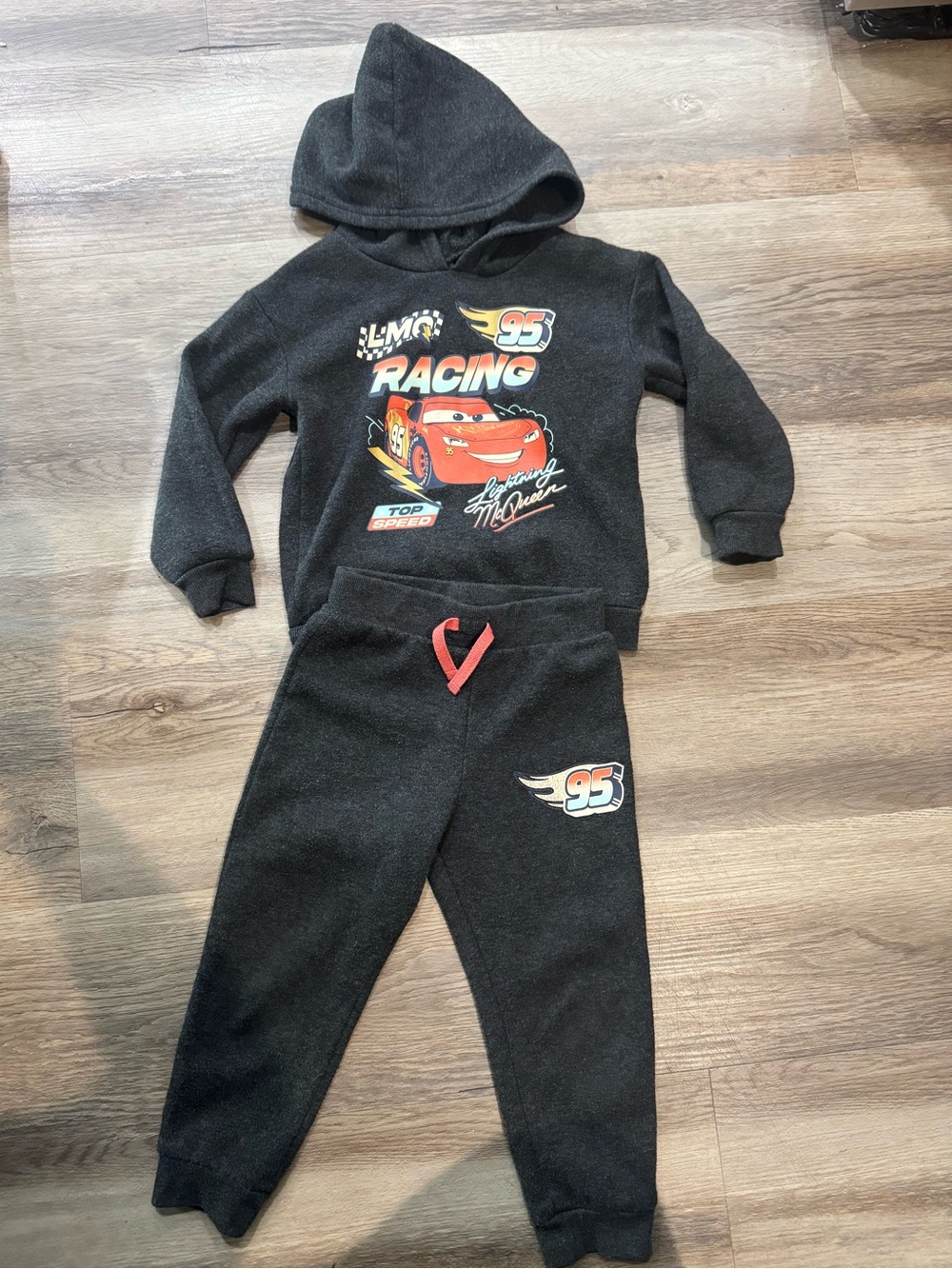 Disney Cars lightning mcqueen red racing car 2 piece sweatsuit set hoodie pants